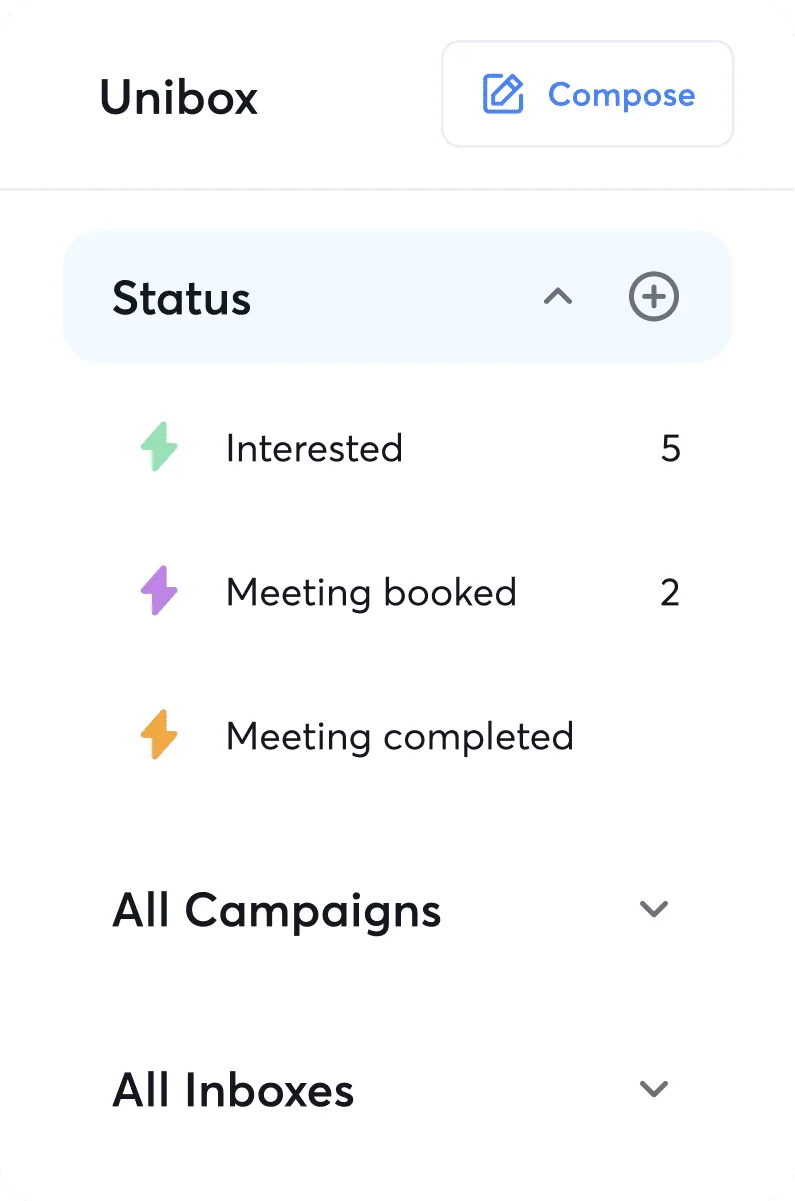 Instantly Unibox showing replies from all connected sending accounts