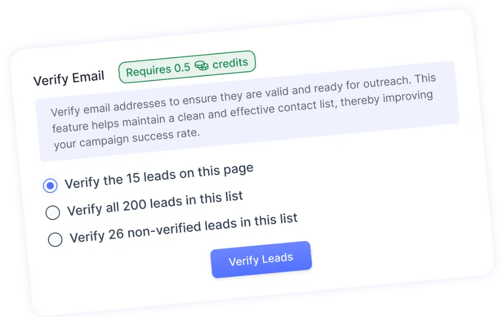 PlusVibe email verification options for checking a lead list before sending